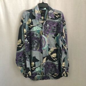 Vintage 90s Silk Abstract Shirt Men's Large